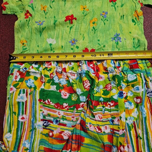 Jams World Girlz Green Floral Patchwork Dress Sz L Rayon Hawaiian Tropical - Picture 11 of 12