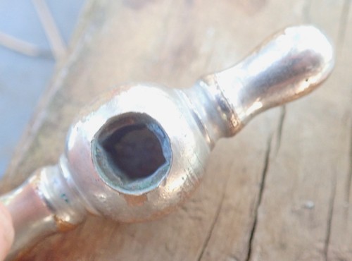 Vintage Set of Hot & Cold Bar Shaped Handle Nickel Plated Brass Porcelain Center - Picture 4 of 7