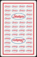 Vintage single playing card SKELGAS gas oil multiple red white and blue logos