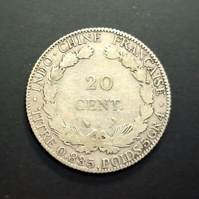 1901 French Indochina 20 Cents 0.835 Silver KM #10 World Coin | eBay