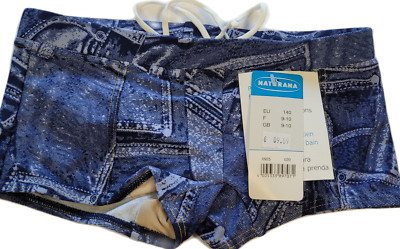 Naturana Bademode Jungen Badehose Kastenform jeans look blau Gr. 140