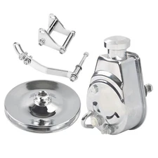 For SBC Chevy Saginaw Style Power Steering Pump & Single Groove Pulley & Bracket