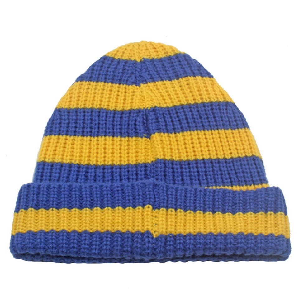Women Striped Knitted Crochet Stretch Beanie Hat Warm Ski Driving Cycling Cap - Image 4 of 4