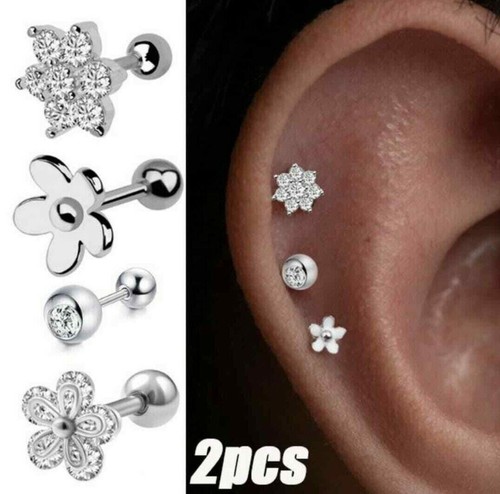 Gesundheitsstecker Paar Ohrringe Blumen Glamourös Kristall m-Schraubverschluss - Afbeelding 1 van 16