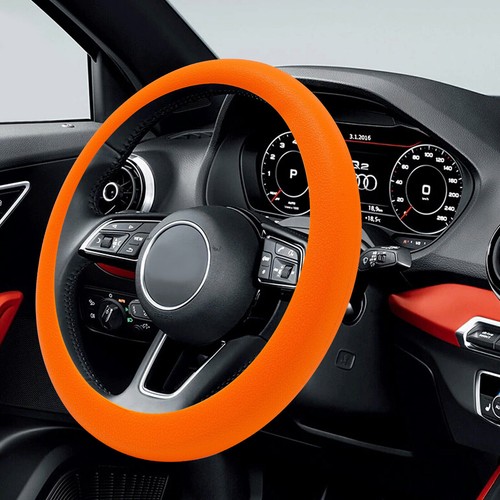 16"Orange Universal Car Silicone Steering Wheel Cover Anti-slip Auto Accessory