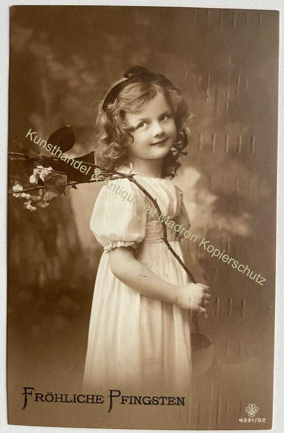 AK alte Postkarte Motiv Pfingsten Pfingstfest um 1912 Kind Mädchen