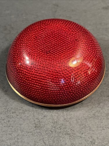Antique Bronze Cloisonné Box/Enamel/Bird/Red/France C.1930/Pill Box/Guilloche - Picture 7 of 12