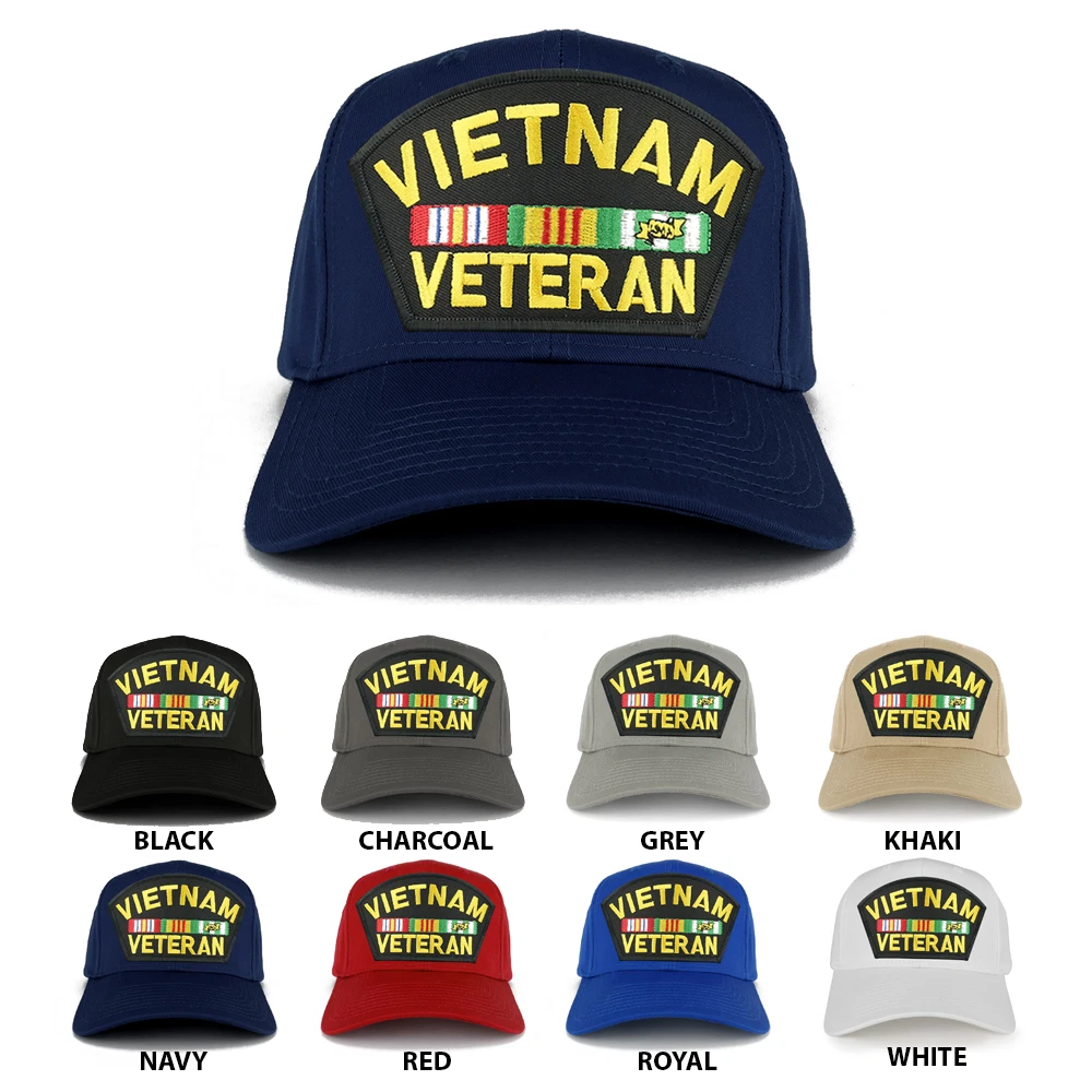 Military Vietnam Veteran Large Embroidered Patch Adjustable Baseball Cap