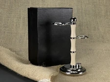 Ivory Safety Razor's Chrome STRAIGHT Razor Shaving Brush Stand for Simpson"s
