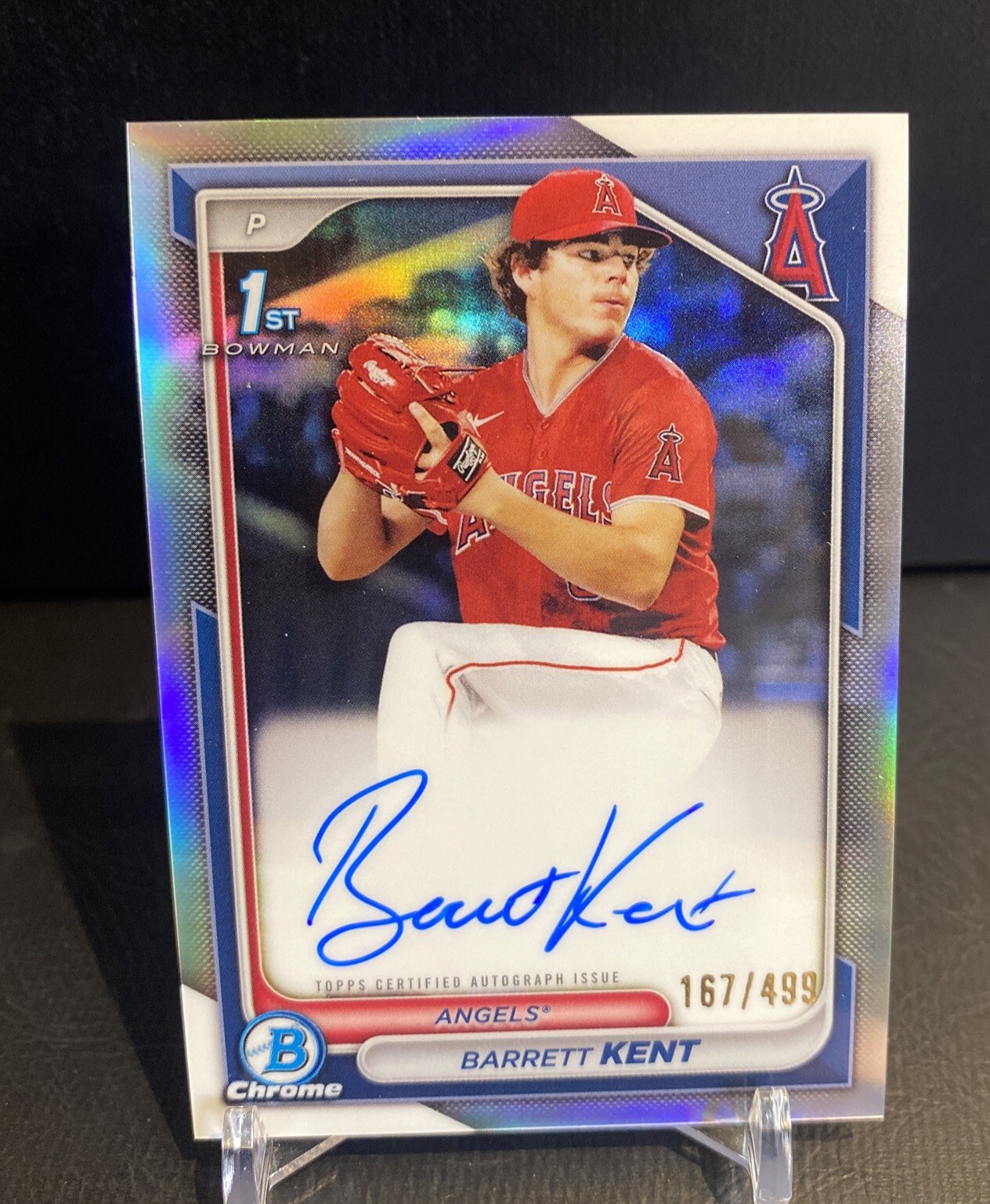 2024 Bowman Chrome Barrett Kent Auto Refractor /499 1st CPABK Los Angeles Angels