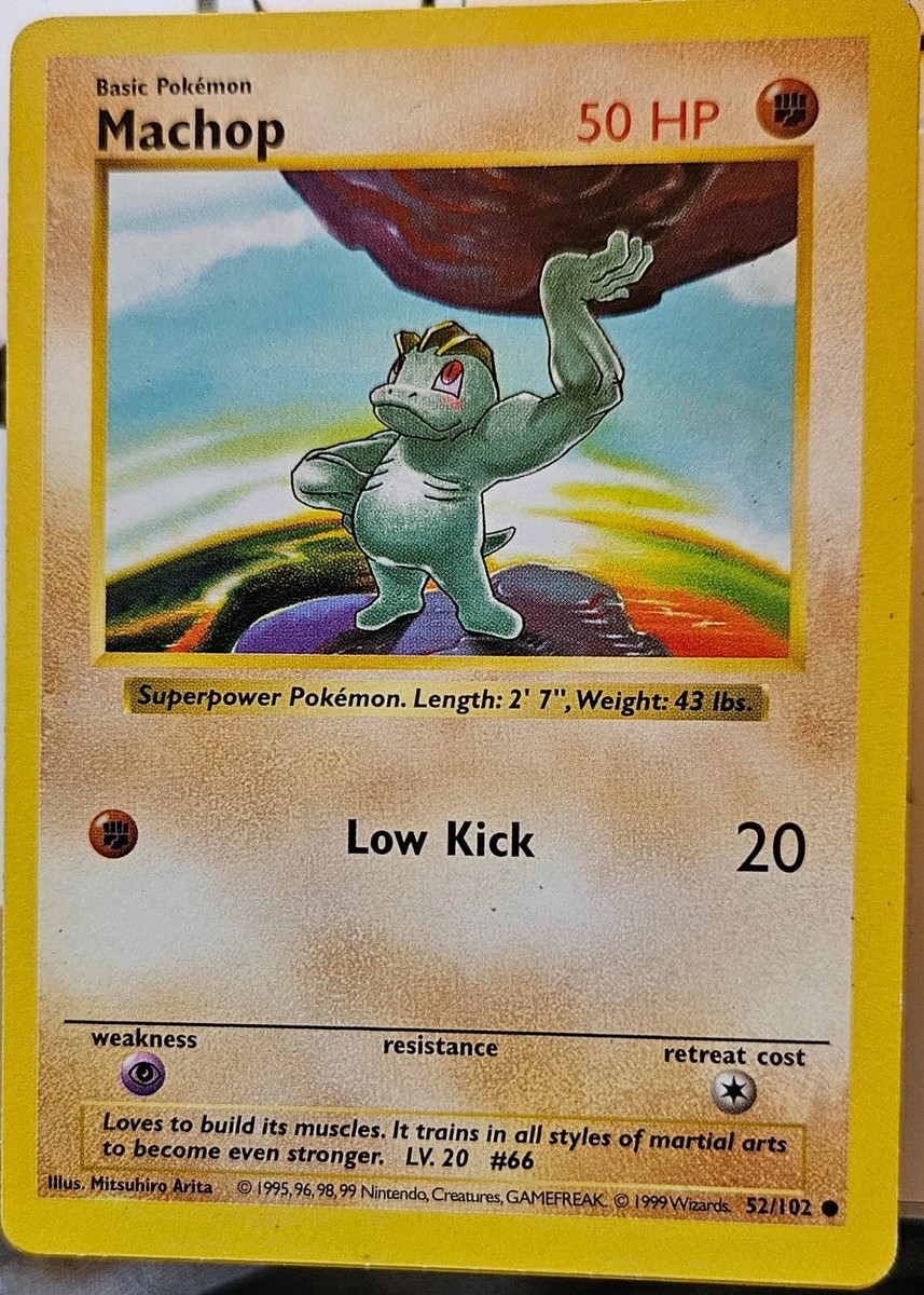 MACHOP Pokemon Card 1999 Base Set Shadowless 52/102 | eBay