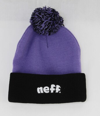 NEFF Puffer Pom Beanie, One Size Fits Most, Black Light Purple