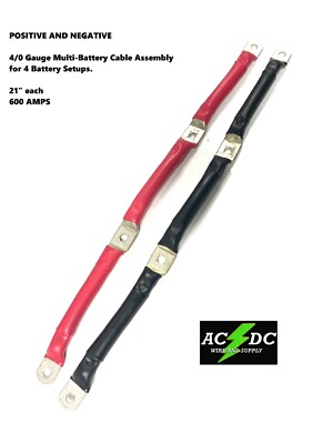 4/0 gauge POS/NEG Multi-Battery Cable Assembly for 4 Batterys 600 Amps ...