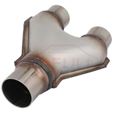 2" Single - 2" Dual Stainless Steel Exhaust Stamped Y Pipe Adapter Connector
