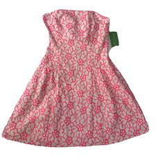 Lilly Pulitzer Strapless Jordan Dress Sz 4 Fiesta Pink Lace Floral $268 NEW Prom