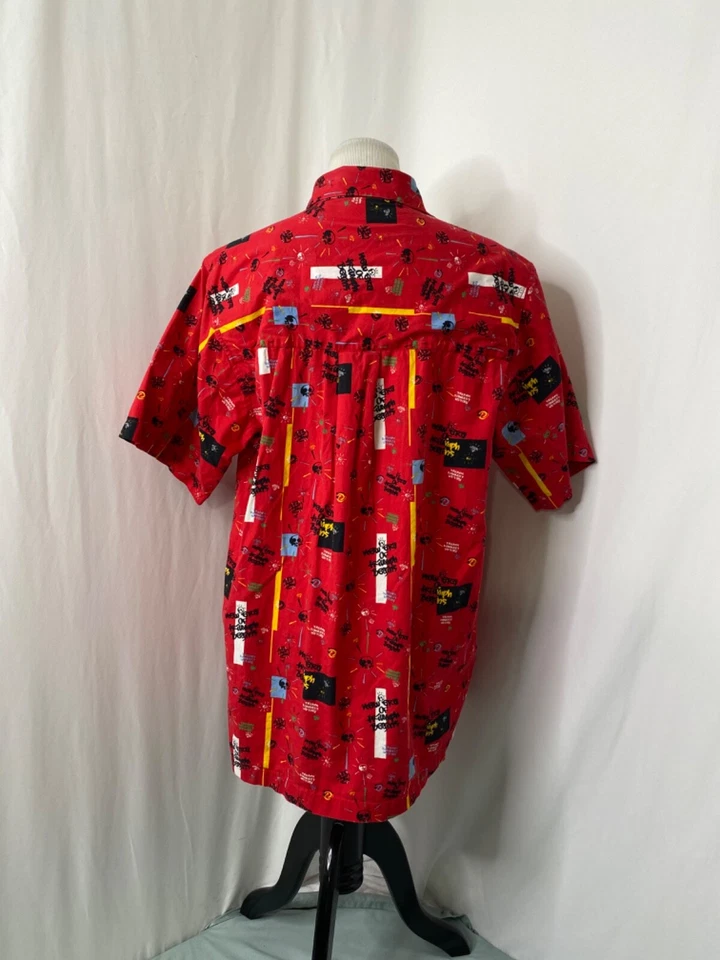 Men's Medium Button-Down Shirt Revirth of a Victory Red Short Sleeve - Image 3 of 4