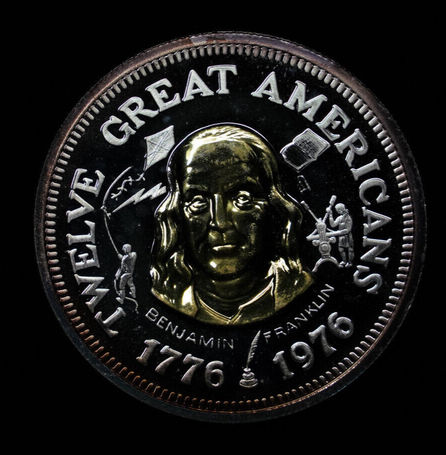 1976 Benjamin Franklin 12 Great Americans Letcher Mint Silver art