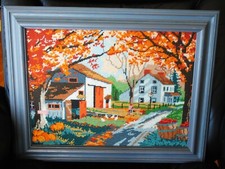 Finished Needlepoint  Autumn Lane 1988 Mildre...