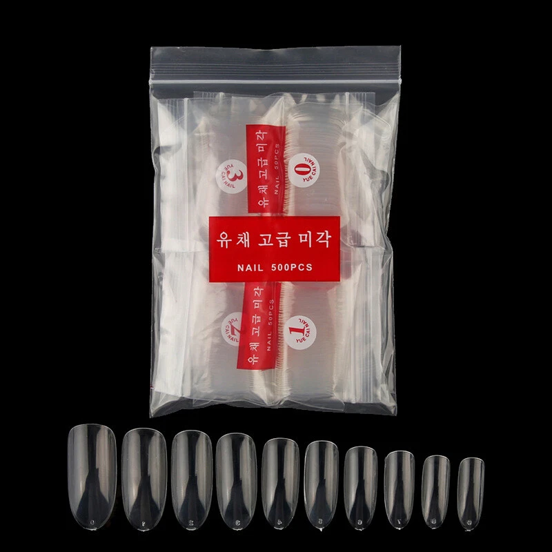 500 un. Puntas de uñas postizas acrílicas cubierta completa ovalada redonda arte en uñas falso manicura hágalo usted mismo Foto 3 de 4