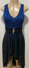 New Ipona sexy bodycon royal blue black lace low high elegant  dress-SML