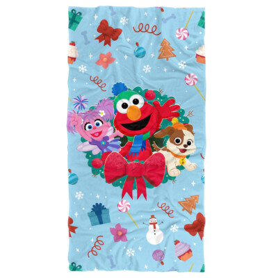 新品　USJ 10周年　Elmo Abby Cadabby タオル　平成レトロ Sesame Street Furry Friends Forever Elmo Abby Wreath Kids Beach