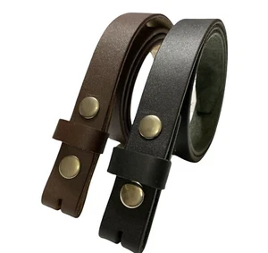 LEATHER-BELT-BUFFALO-CASUAL Handmade BLACK & Brown Wide 1'' No Buckle