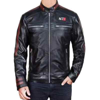 Commander Shepard Premium N7 Mass Effect 3 Gaming Cosplay Black Leather Jacket