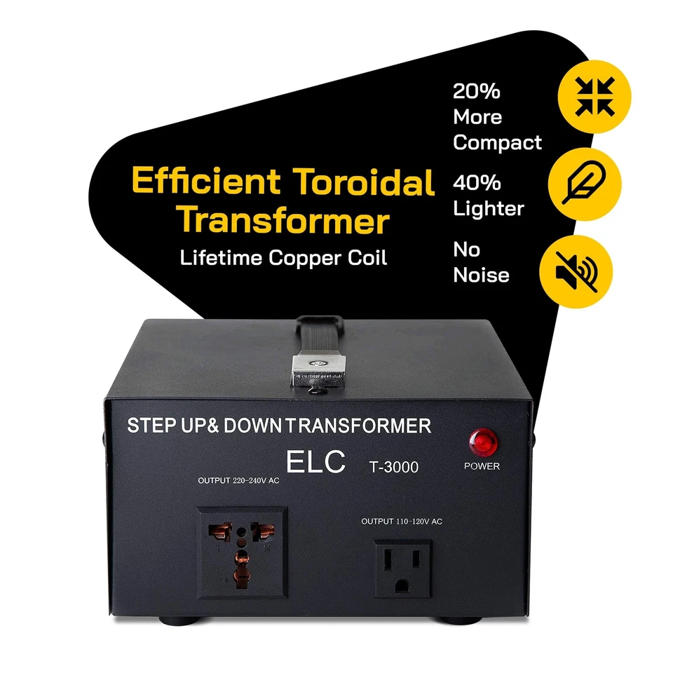 ELC T Series 3000+ Watt Voltage Converter Transformer - Step Up/Down - 110v t... - Image 3 of 4