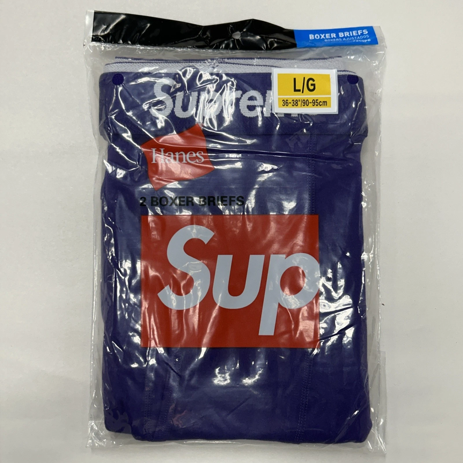 Lot de 2 boxers Supreme violet taille L slip Hanes sous vêtement créateur neuf authentique