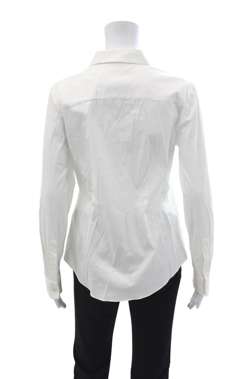 Theory Women Collared White Basic Button-Up Long … - image 3