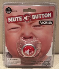 Baby Pacifier MUTE BUTTON for 0 Months Plus. Silicone. BPA-Free. NEW in Package