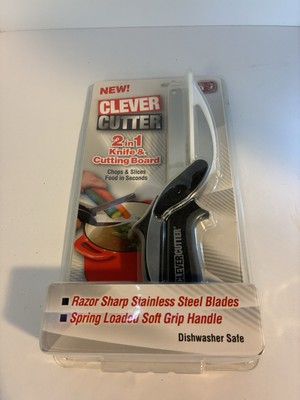 NEW Clever Cutter 2 in 1 Knife Cutting Board Scissors Chops & Slices Food