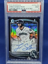 2025 Bowman Chrome Jared Sundstrom Black Ref 1/10 PSA 9 #CPAJSU Mariners 