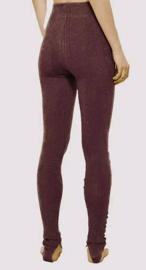 Leggings Free People íntimamente borgoña abotonados dobladillo alto bajo tejido acanalado XS Foto 2 de 4