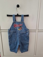 Vintage Walt Disney Co. Baby Mickey Mouse Denim Overalls Size 0-6 Mnths USA Made