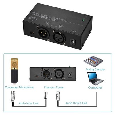 Microphone Phantom Power Supply 48V 12V Microphone Low Noise Sound Device M QBDK