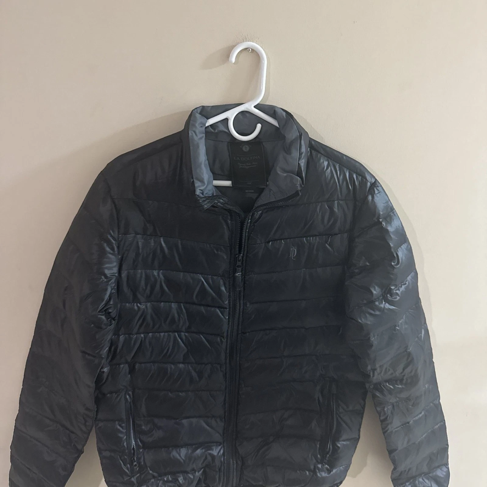 La Dolfina Men's Black Quilted Puffer Jacket Full Zip, Size L - product detail image 5