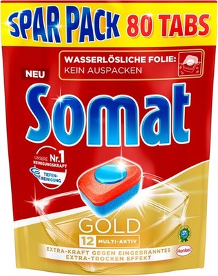 Somat 12 Gold: Sparpack mit 80 Spülmaschinen-Tabs mit höchster Reinigungskraft