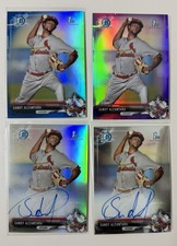 Sandy Alcantara Auto Lot Blue Purple Refractor Autograph RC 2017 Bowman Chrome