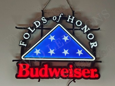 Folds Of Honor Beer 24''x20'' Vivid LED Neon Sign Light Lamp With Dimmer