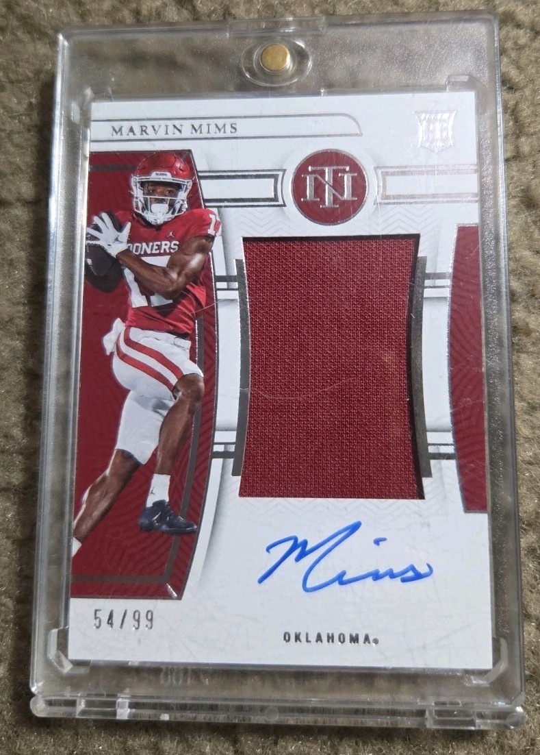 Marvin Mims Panini National Treasures Collegiate College Materials Signatures #MAM Base