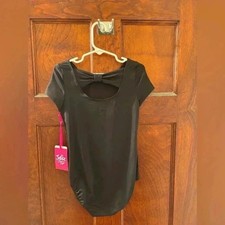 NWTx3 Justice Cap Sleeve Bow Back leotards: black XXS 4, S 7/8, pink M 10   