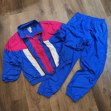 Vtg Bold Spirit Track Suit Windbreaker Jacket Pants Nylon Colorblock Women Large