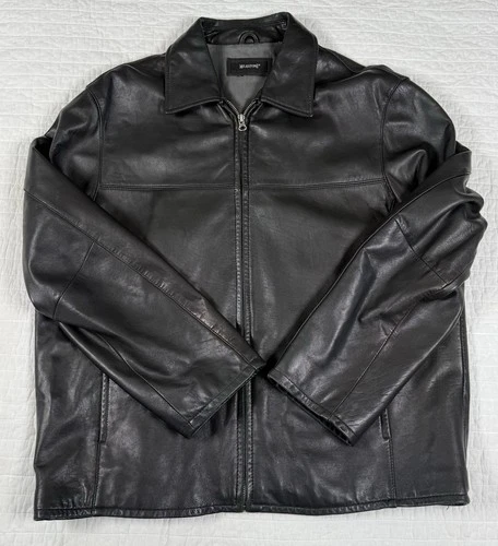 Milestone Kelly Mens XL Black Genuine Leather Jacket Full Zip Classic image 3