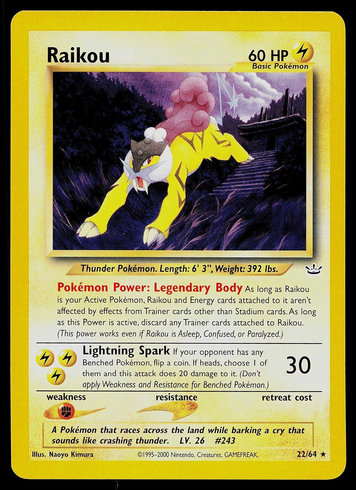 Pokemon Card - Raikou Neo Revelation 22/64 Rare