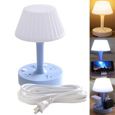 Table Lamp with USB Port and Outlet, Small Desk Lamp for Bedroom, 3-Colors Di...