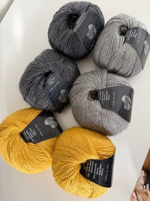 Lana Grossa,NEW Lace Seta Mulberry(super soft) 6skeins, gray/yellow 50g/191yds