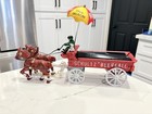 Cast Iron Horse Drawn Wagon Vintage Schultz Beer Ale Man Dog Umbrella — photo 10