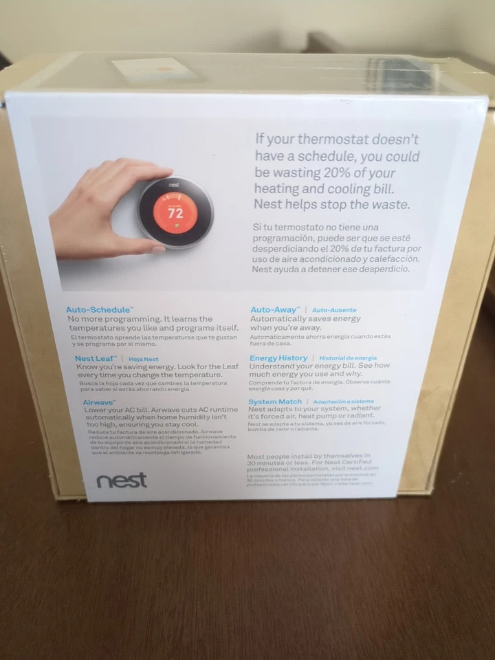 NEW SEALED Nest Learning Thermostat T200577 (2nd Generation) Stainless Steel - Image 2 of 3