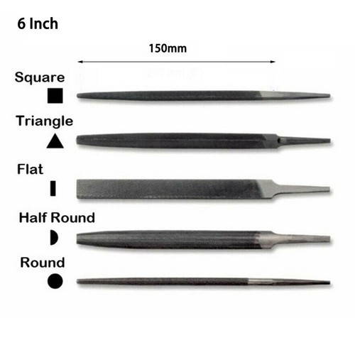 Industrial Steel Files Files 150mm Round Square Flat Steel Without Handle - Picture 5 of 36